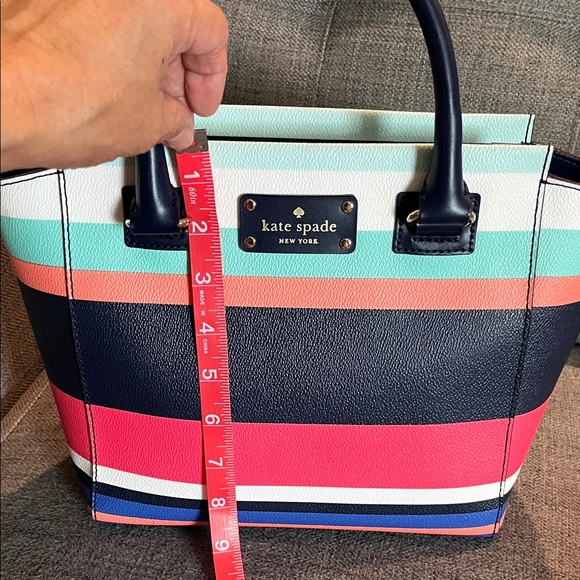 KATE SPADE Cedar Street Maise Multi-stripe Leather Bag 14”x9”x4” Preloved - Picture 5 of 13